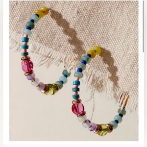Free People Panama Beaded Hoop Earrings NWT $38
